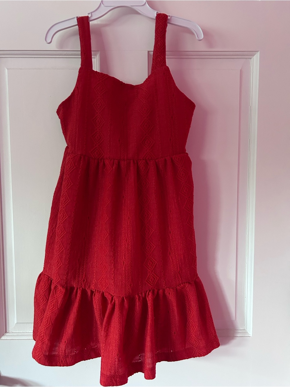btween Red Textured Ruffle-Hem Sundress